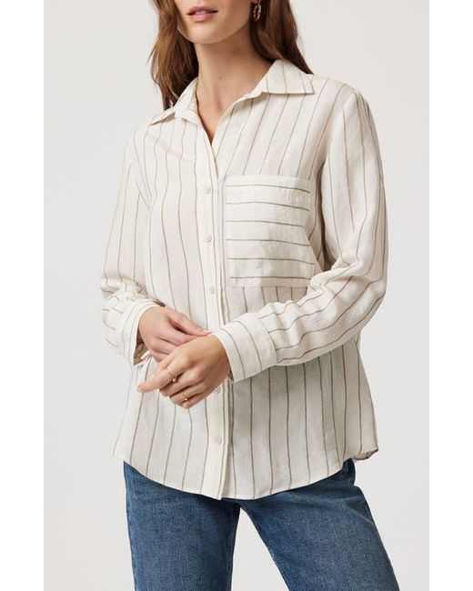Mavi White Oversize Stripe Button-Up Shirt