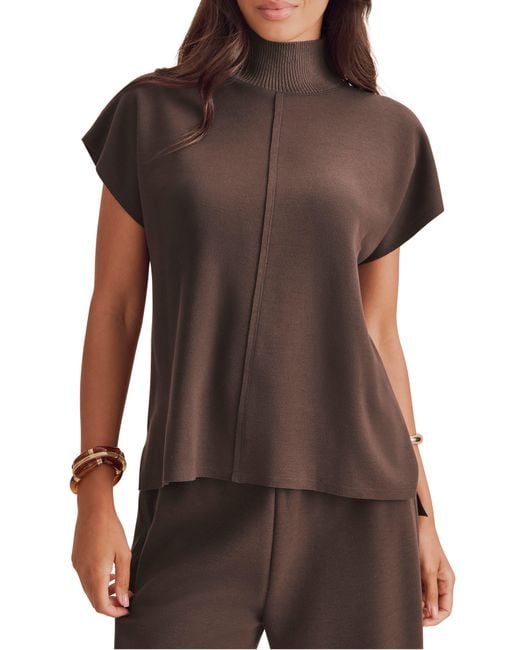 Splendid Brown Winslow Mock Neck Pullover