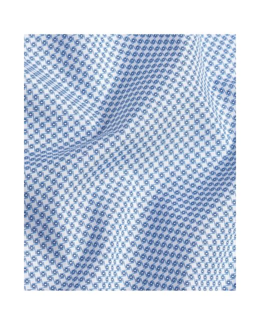 David Donahue Blue Trim Fit Neat Print Dress Shirt for men