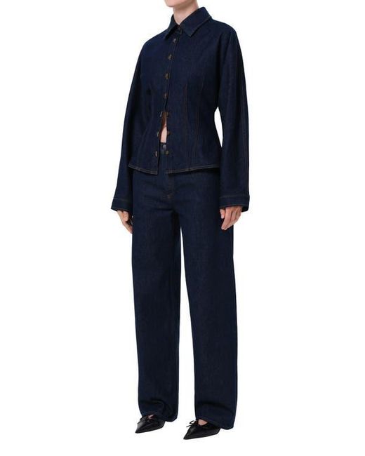 Agolde Blue Devon Denim Button-Up Shirt