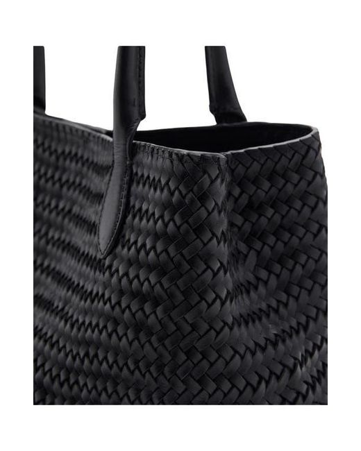 Mango Black Braided Leather Shoulder Bag