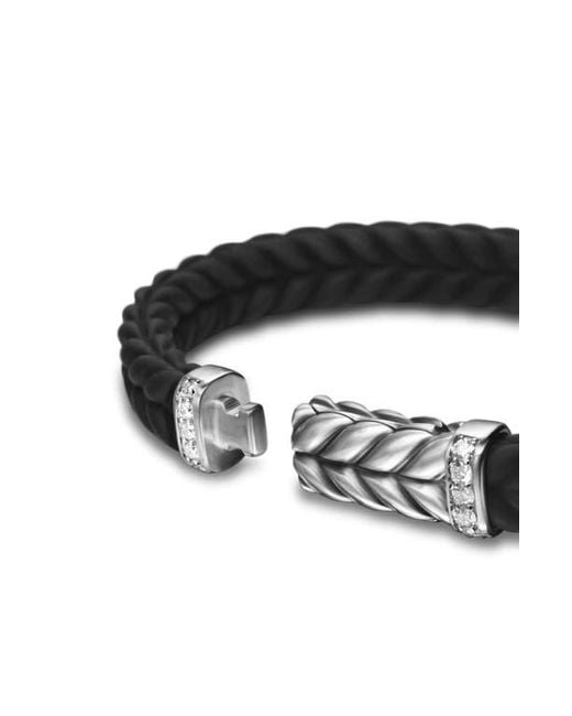 David Yurman Black Chevron Station Rubber Bracelet for men