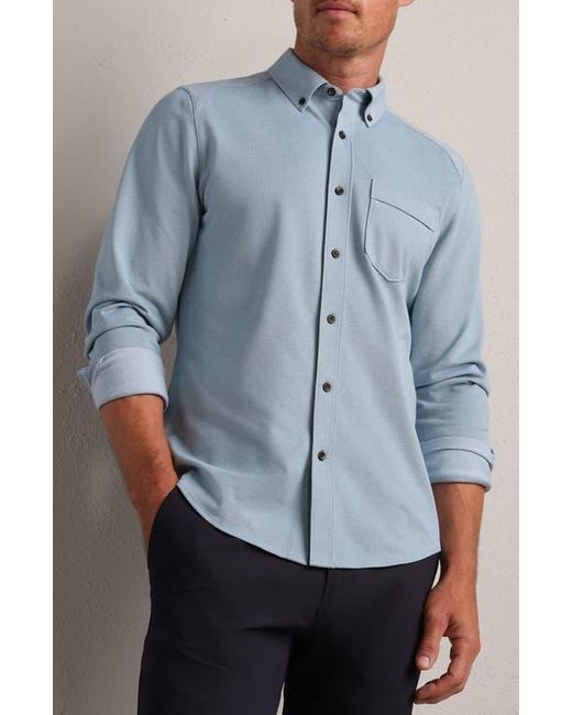 Rhone Blue Effortless Oxford Performance Button-Down Shirt for men
