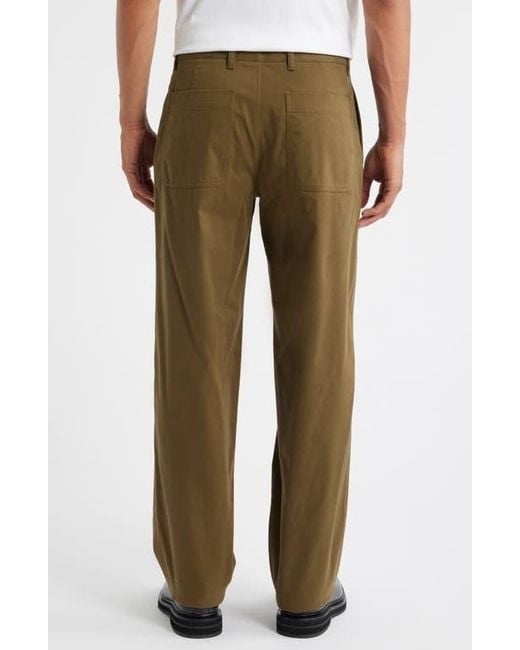 Theory Green Brushed Stretch Cotton Chinos for men