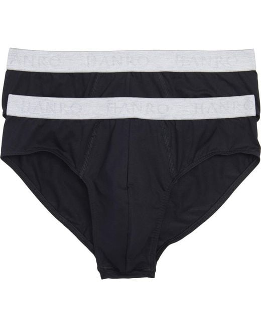 Hanro Black Cotton Essentials 2-Pack Cotton Briefs for men