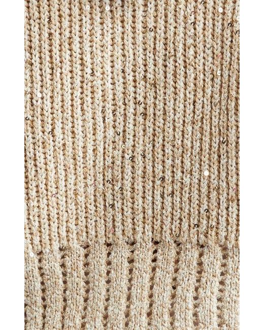 Eleventy Natural Sequin Zip-Up Hooded Cardian