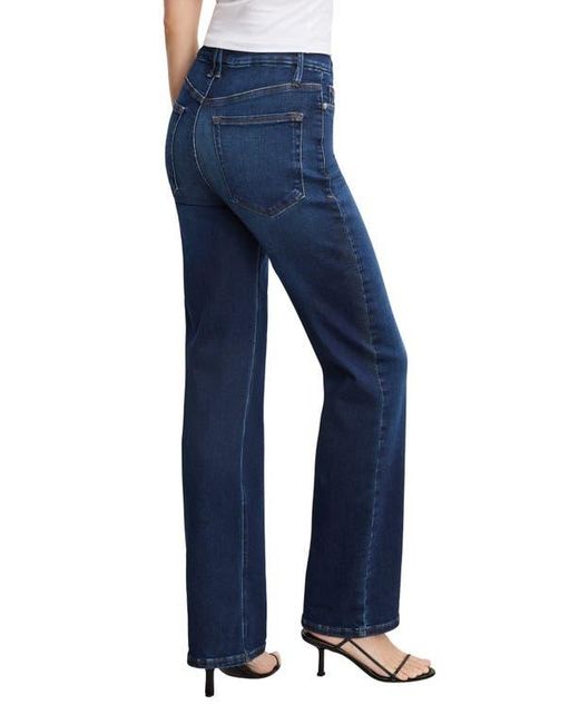 GOOD AMERICAN Blue Soft-Tech Straight Leg Jeans