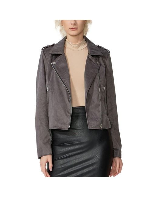 Kimi + Kai Gray Willa Faux Suede Moto Jacket