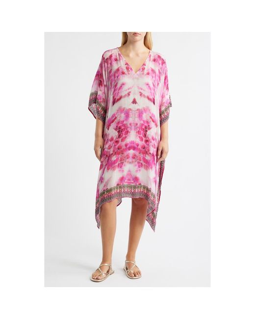 Apny Pink Print Midi Caftan