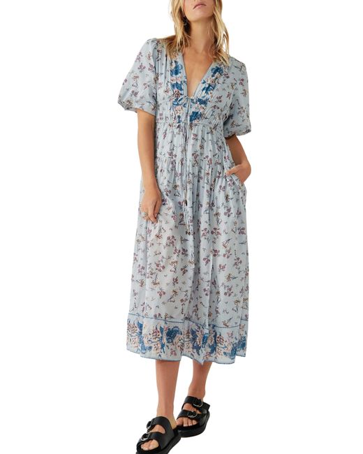Free People Lysette Floral Maxi Dress in Gray | Lyst