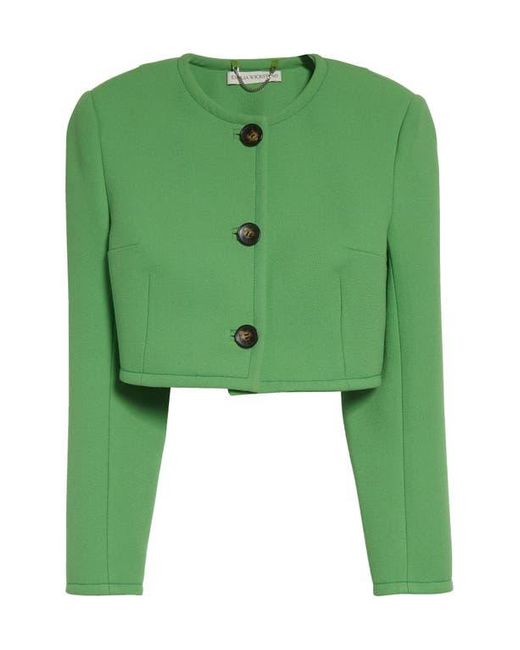 Emilia Wickstead Green Lizette Crop Wool Jacket