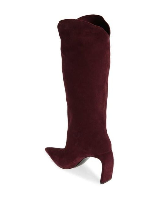 Jeffrey Campbell Red Pinpoint Pointed Toe Knee High Boot