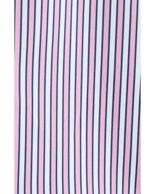 Stone Rose Purple Trim Fit Techno Stretch Stripe Performance Button-Up Shirt for men
