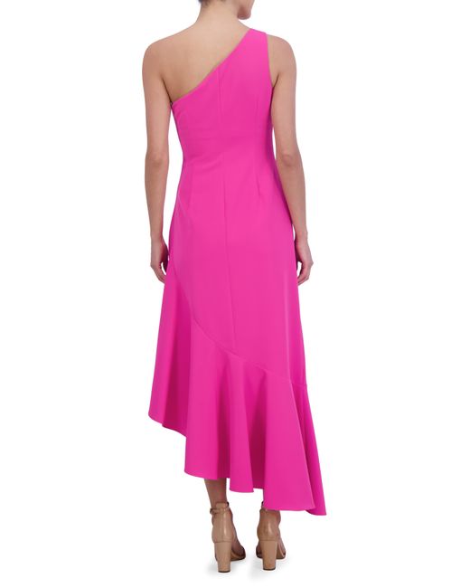 Eliza J Pink One-shoulder Midi Cocktail Dress