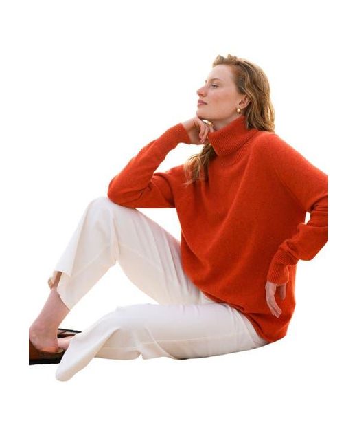 Celtic & Co. Red Geelong Wool Slouch Turtleneck Sweater