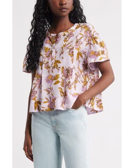 Treasure & Bond Multicolor Floral Pleated Boxy Top