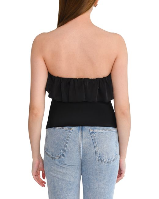 Wayf Black All Yours Ruffle Strapless Top
