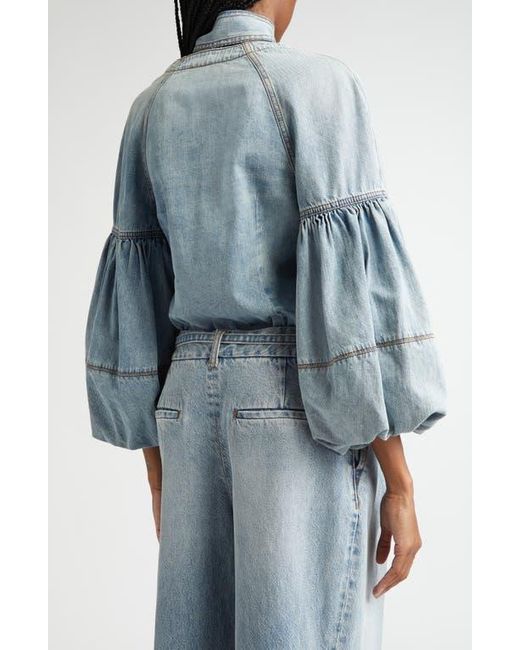 Zimmermann Blue Denim Button-Up Shirt With Removable Tie
