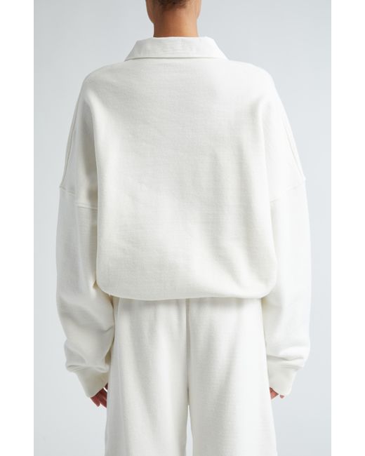 The Row White Dende Cotton French Terry Polo Sweatshirt