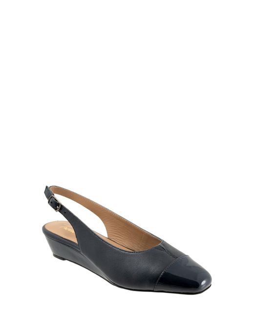 Trotters Blue Dea Slingback Cap Toe Wedge Pump