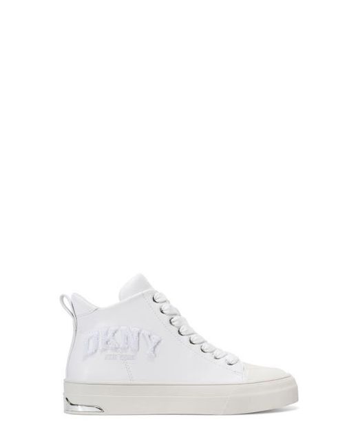 DKNY White Yaser Mid Sneaker
