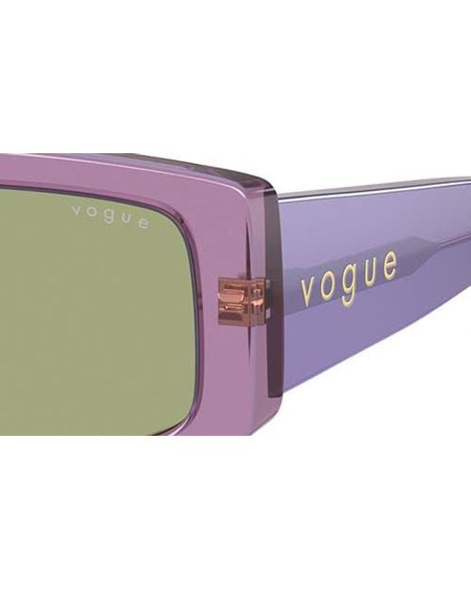 Vogue Green 55Mm Rectangular Sunglasses