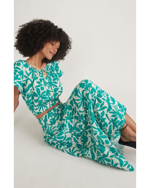Marine Layer Green Corinne Floral Double Cloth Maxi Skirt