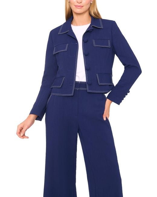 Halogen® Blue Flap Topstitch Jacket