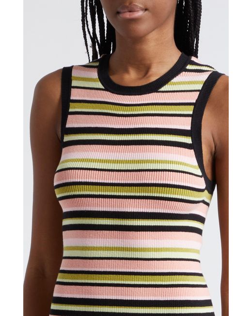 ATM Multicolor Stripe Rib Tank Dress