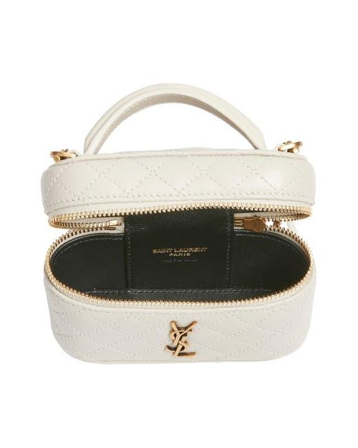 Saint Laurent Natural Micro Gaby Quilted Leather Vanity Crossbody Bag