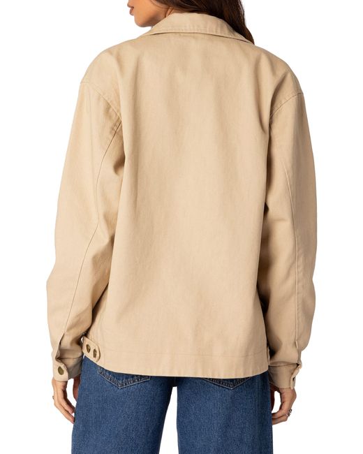 Edikted Oversize Canvas Utility Jacket in Blue Lyst