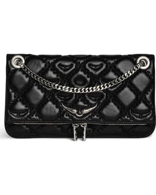 Zadig & Voltaire Black Rock Ii Diamond Quilted Monogram Leather Crossbody Bag