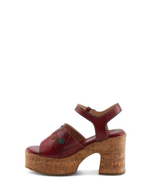Spring Step Red Halena Platform Sandal