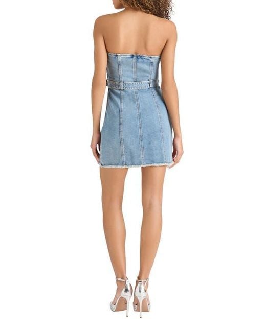 Steve Madden Blue Matilda Belted Strapless Denim Minidress