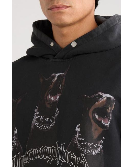Represent Black Thoroughbred Oversize Cotton Graphic Hoodie for men