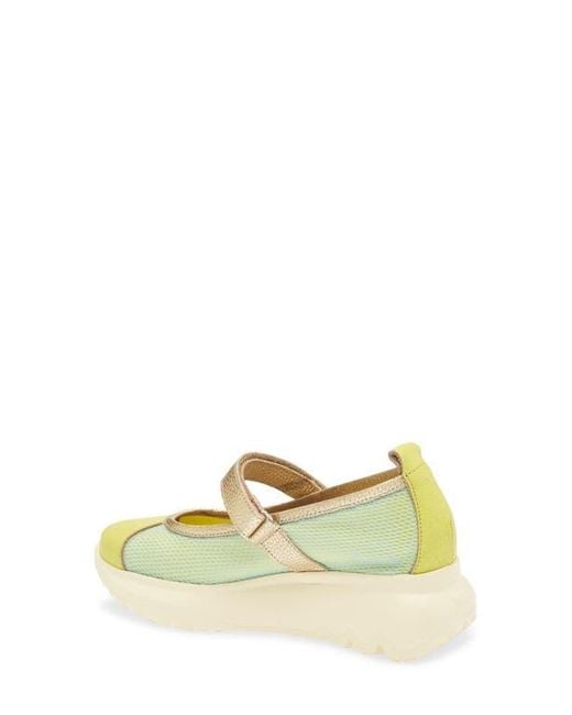 Wonders Yellow Mesh & Leather Flat
