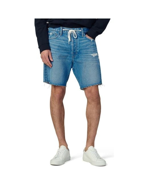 Joe's Jeans Men's Blue Raw Hem Drawstring Waist Denim Shorts