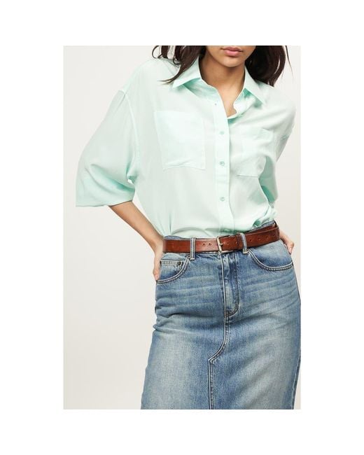 Equipment Blue Oty Oversize Silk Button-Up Shirt