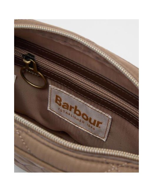 Barbour Brown Quilted Nylon Crossbody Bag