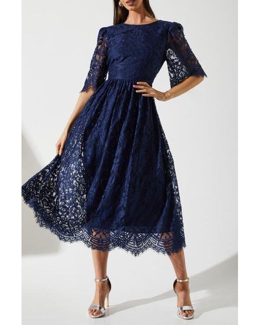 Coast Blue Lace Short Sleeve Midi Dress