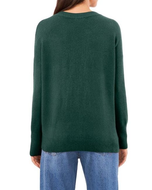 Vince Camuto Green Drop Shoulder V-Neck Sweater