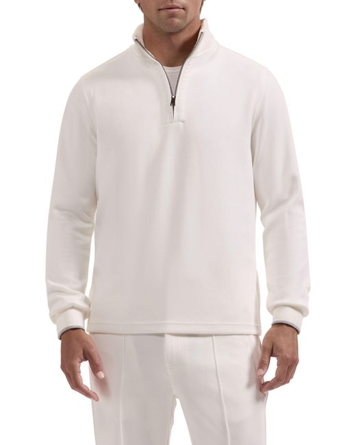 Bugatchi White Soft Touch Quarter Zip Pullover for men