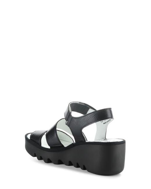 Fly London Black Bexy Platform Wedge Sandal