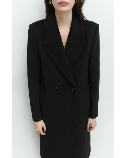 Mango Black Lapels Double Breasted Coat