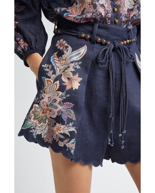 Zimmermann Multicolor Rhiannon Tuck Paisley Print Linen Shorts