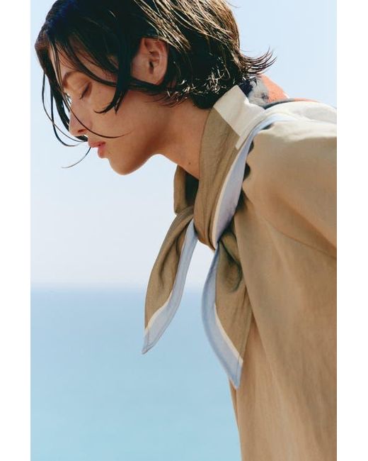 H&M Natural Bubble-Hem Jacket With Scarf