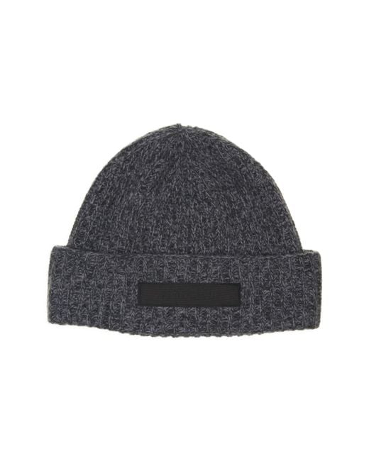 Moncler Gray Logo Patch Virgin Wool & Cashmere Beanie for men