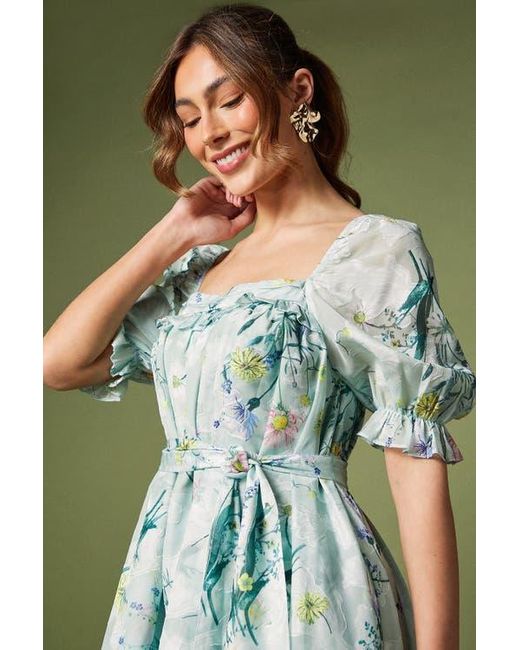 Coast Blue Short Sleeve Printed Chiffon Midi Dress