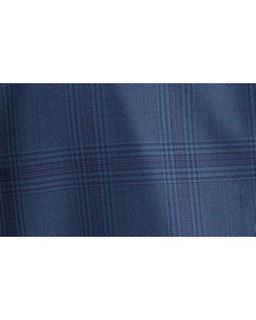 Open Edit Blue Plaid Extra Trim Stretch Wool Blend Sport Coat for men