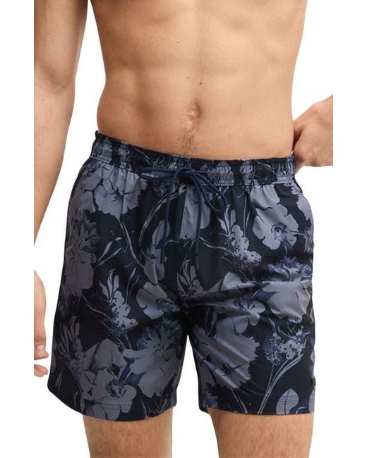 Boss Blue Alain Floral Stretch Swim Trunks for men